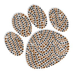 Custom Best Sparkling Small Paw Print in Orange and Black Diamante Iron on Transfer Design