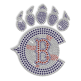 Custom Best Sparkling Baseball and Blue Paw Print Diamante Iron on Transfer Motif