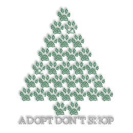 Custom Sparkling Adopt Don\'t Shop Paw Prints Tree Rhinestone Iron on Transfer Design