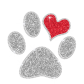 Glistering Paw Print & Heart Iron-on Glitter Rhinestone Transfer