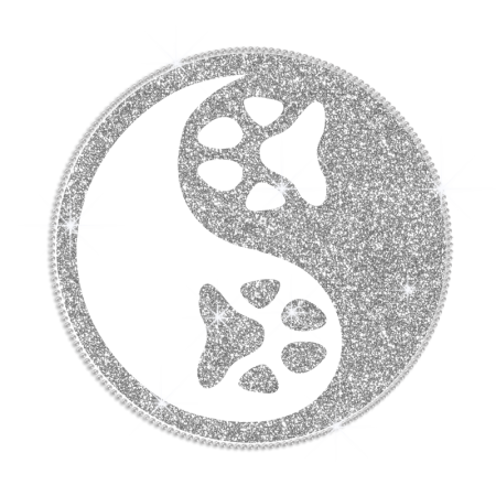 Paw Prints in Yin-Yang Iron-on Glitter Rhinestone Transfer