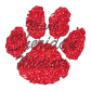 Cute Red Wildcat Paw Print Iron on Glitter Rhinestone Transfer