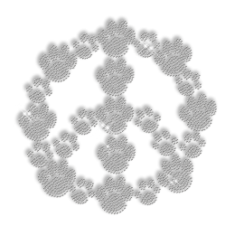 Clear Crystal Peace Love Paw Iron on Design