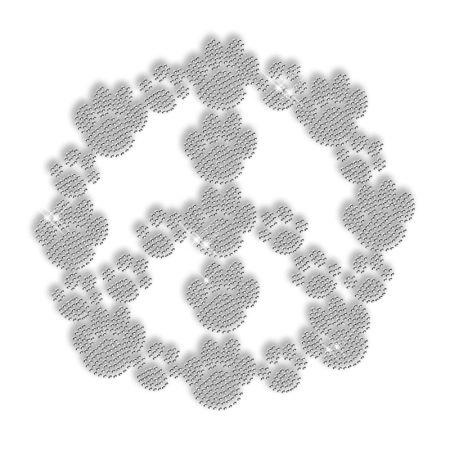 Clear Crystal Peace Love Paw Iron on Design