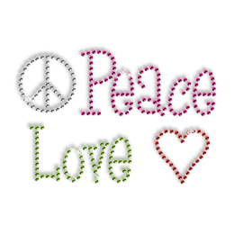 Hotfix Peace Love Rhinestone Crystal Motif