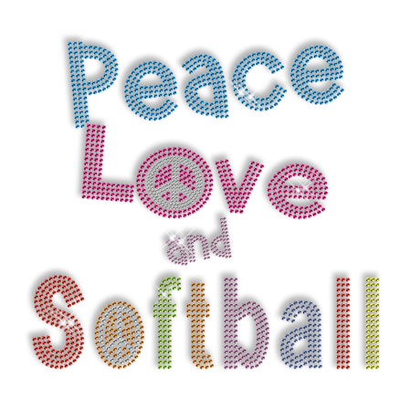 Peace Love Softball Rhinestone Iron on Designs