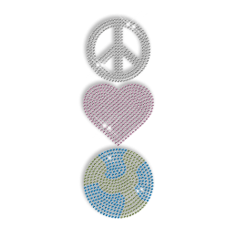 Rhinestone Peace Love Design Iron ons for T shirt