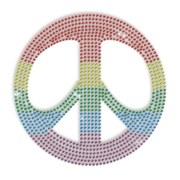 Rainbow Peace Sign Hotfix Stone Motif