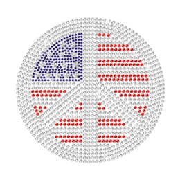 Rhinestone Peace Sign in the Star Spangled Banner Hotfix Design