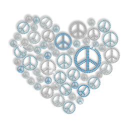 Peace Iron on Heart Stud Personalised Motif