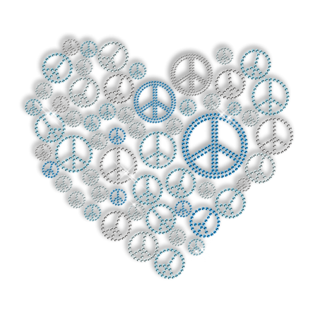 Peace Iron on Heart Stud Personalised Motif