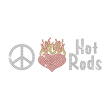 Peace Love Hot Rod Rhinestone Iron on Symbol