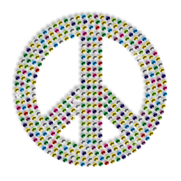 Hotfix Rhinestone Multicolor Peace Sign Transfer