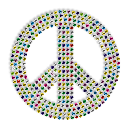 Hotfix Rhinestone Multicolor Peace Sign Transfer