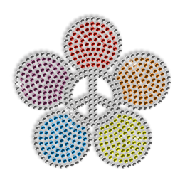 Floral Peace Iron on Rhinestud Design 