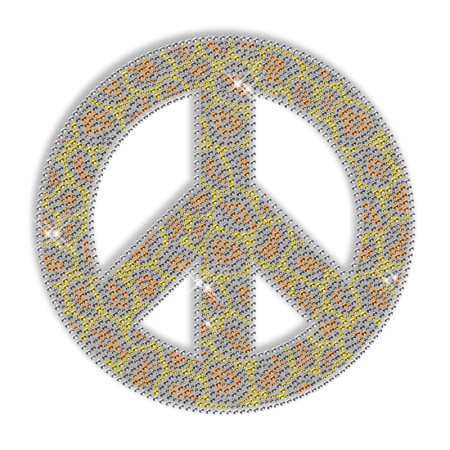 Leopard Print Peace Sign Design Crystal Iron ons