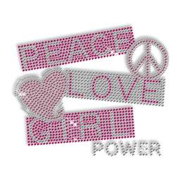 Peace Love Girl Rhinestud Pattern Iron ons