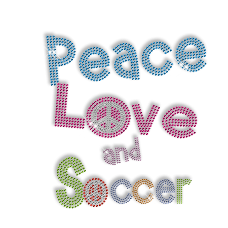 Colorful Iron on Peace Love Strass Design