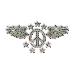 Rhinestud Peace Sign Custom Iron on Logo