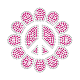 Cutsy Peace in Sunflower Iron-on Rhinestone Transfer Design