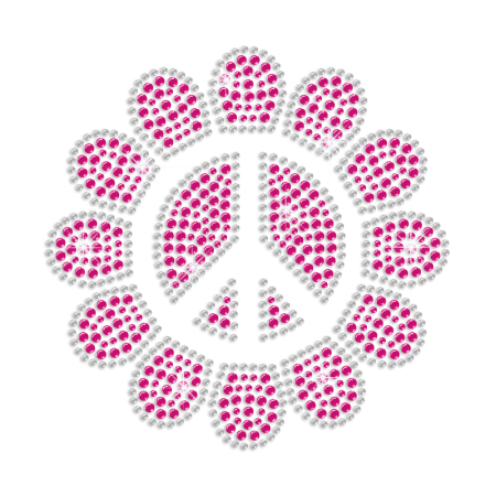 Cutsy Peace in Sunflower Iron-on Rhinestone Transfer Design