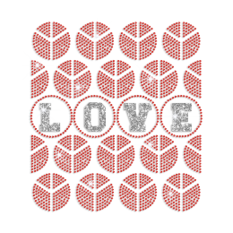 Impressive Peace Love Hotfix Glitter Rhinestone Transfer