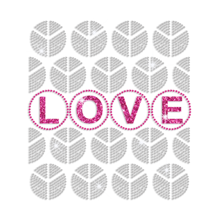 Shiny Peace Love Hotfix Glitter Rhinestone Transfer Motif