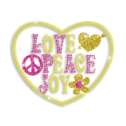 Vegas Show Love Peace Joy All in Heart Iron-on Hot-fix Transfer