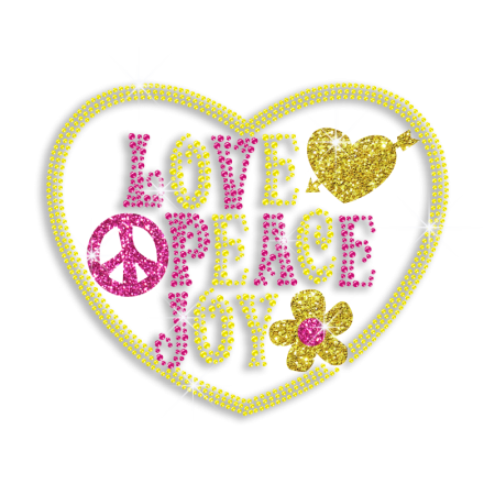 Vegas Show Love Peace Joy All in Heart Iron-on Hot-fix Transfer