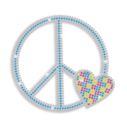 Vegas Show Peace Sign & Heart Iron-on Rhinestone Transfer