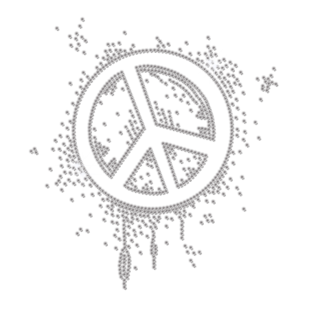 Lively Crystal Peace Sign Iron-on Rhinestone Transfer