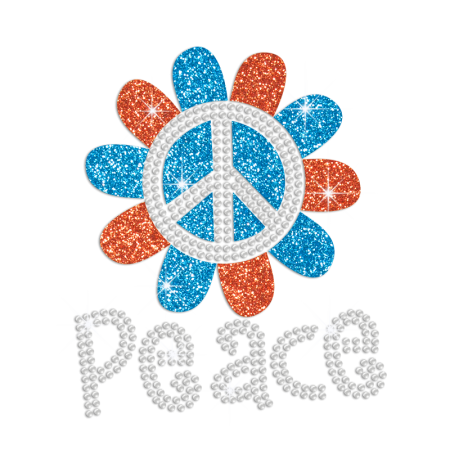 Crystal Peace in Sunflower Heat Press Rhinestone Transfer