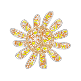 Cute Sunflower Peace Sign Hotfix Rhinestone Transfer Design