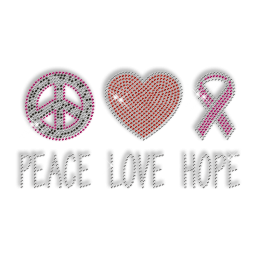 Rhinestone Peace Love and Hope Iron on Transfers Motif for Clothes