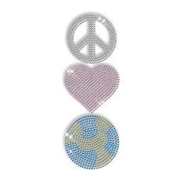 Shining Rhinestone Transfer Iron ons Peace Love and Basketball Motif For Shirts