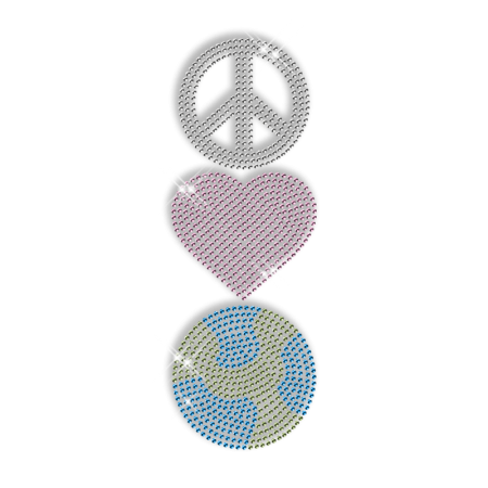 Shining Rhinestone Transfer Iron ons Peace Love and Basketball Motif For Shirts