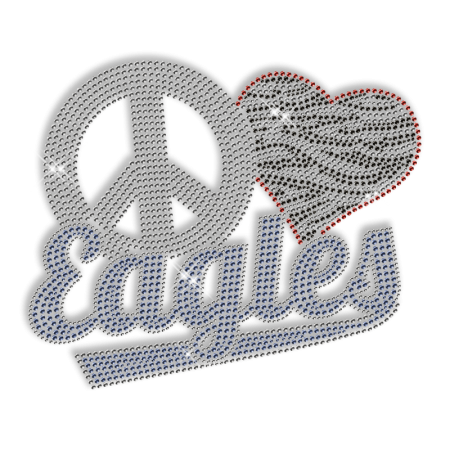 Best Custom S[arkle Peace Love Eagles Korean Rhinestone Iron on Transfer Motif