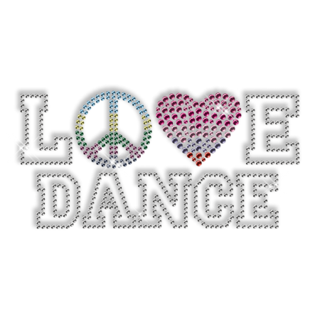 Best Custom Shinning Peace Love Dance Diamante Iron on Transfer Design