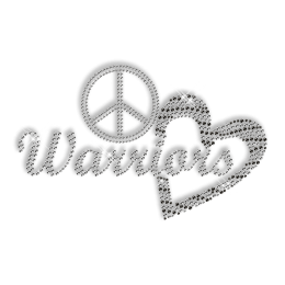 Custom Shinning Peace Love Warriors in Crystal and Black Diamante Hotfix Transfer Design