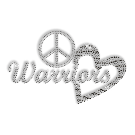 Custom Shinning Peace Love Warriors in Crystal and Black Diamante Hotfix Transfer Design