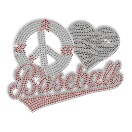 Custom Sparkle Peace Love Baseball Rhinestone Iron on Transfer Design