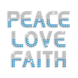 Pretty Peace Love Faith Sequin Iron-on Transfer Design