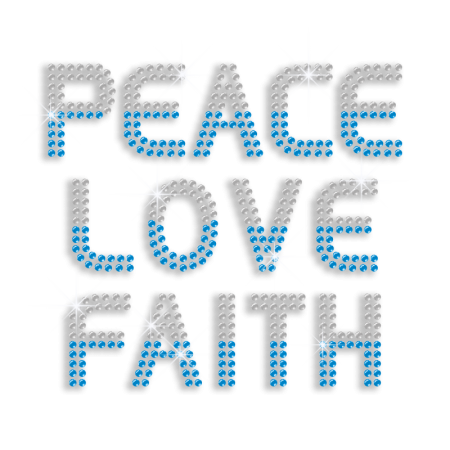 Pretty Peace Love Faith Sequin Iron-on Transfer Design