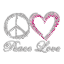 Bling Peace Love Rhinestud Iron-on Transfer