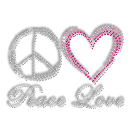 Bling Peace Love Rhinestud Iron-on Transfer