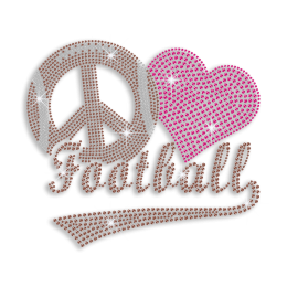 Trendy Peace Love Football Iron on Rhinestone Transfer