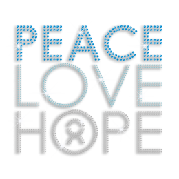 Bling Peace Love Hope Iron-on Rhinestone Transfer