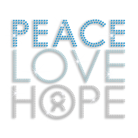Bling Peace Love Hope Iron-on Rhinestone Transfer