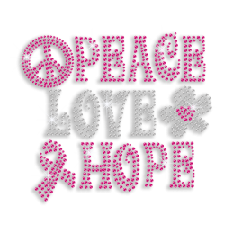 Pinky Peace Love Hope Iron-on Rhinestone Transfer