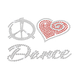 Hotfix Peace Love Dance Iron-on Rhinestone Transfer